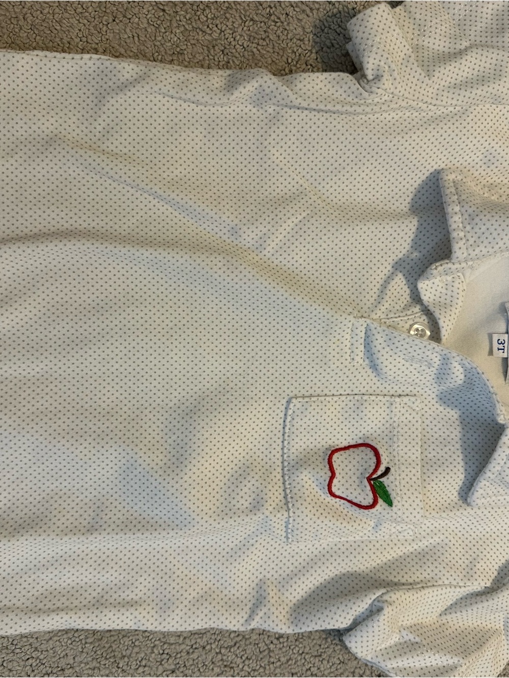 Short Sleeve Polo Shirt with Red Apple Motif